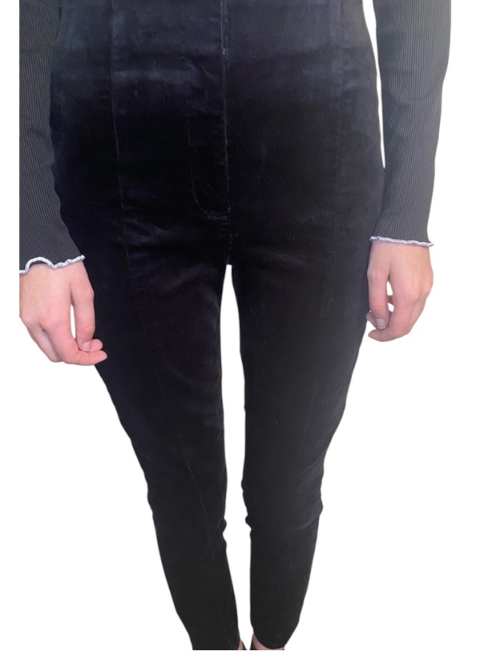 LOFT Black Velvet Skinny Pants 00 petite nwt